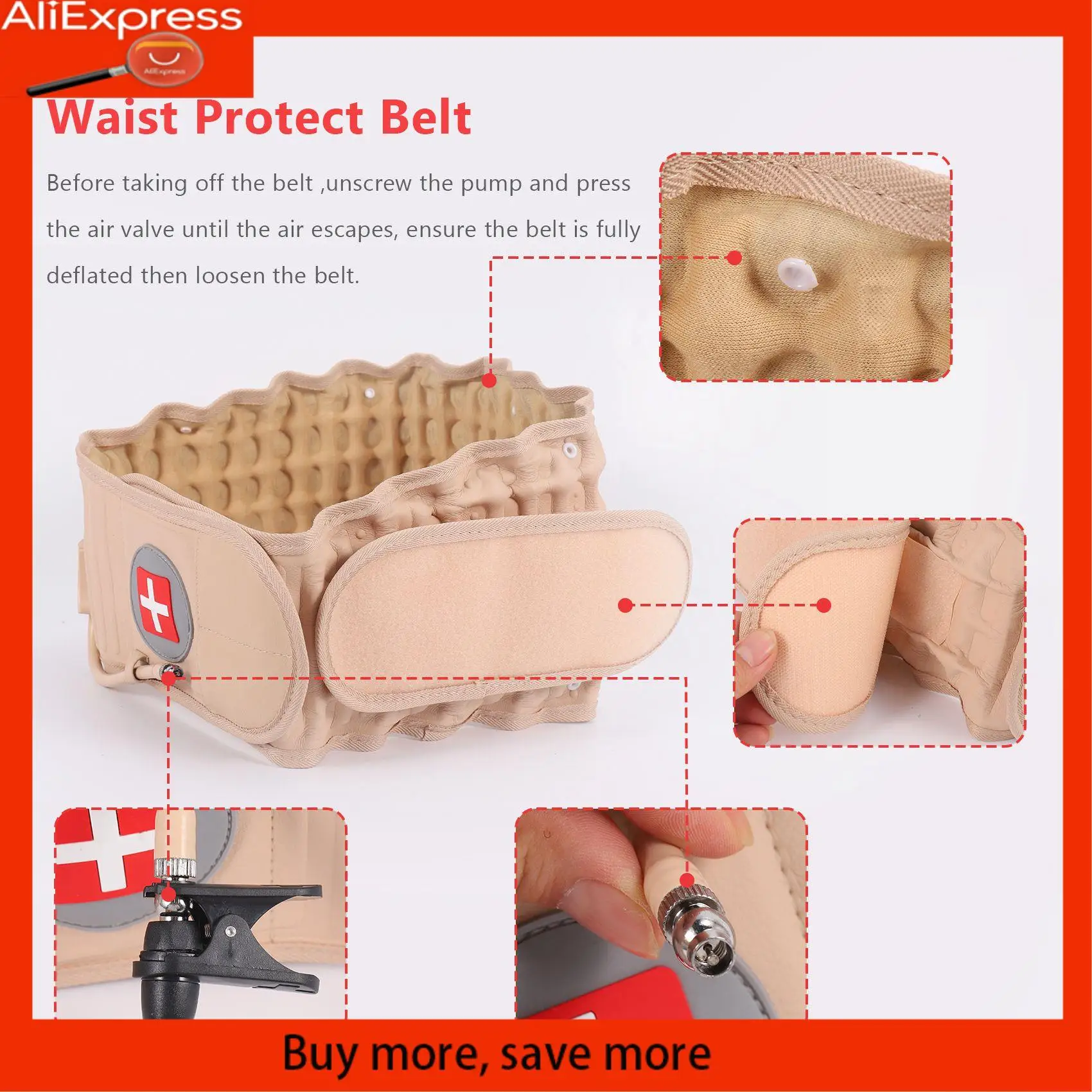 

A67Z Lumbar Spinal-Air Decompression Back Belt Air Traction Waist Protector Belt Pain Lower Lumbar Support Fit For 29 Inches -49