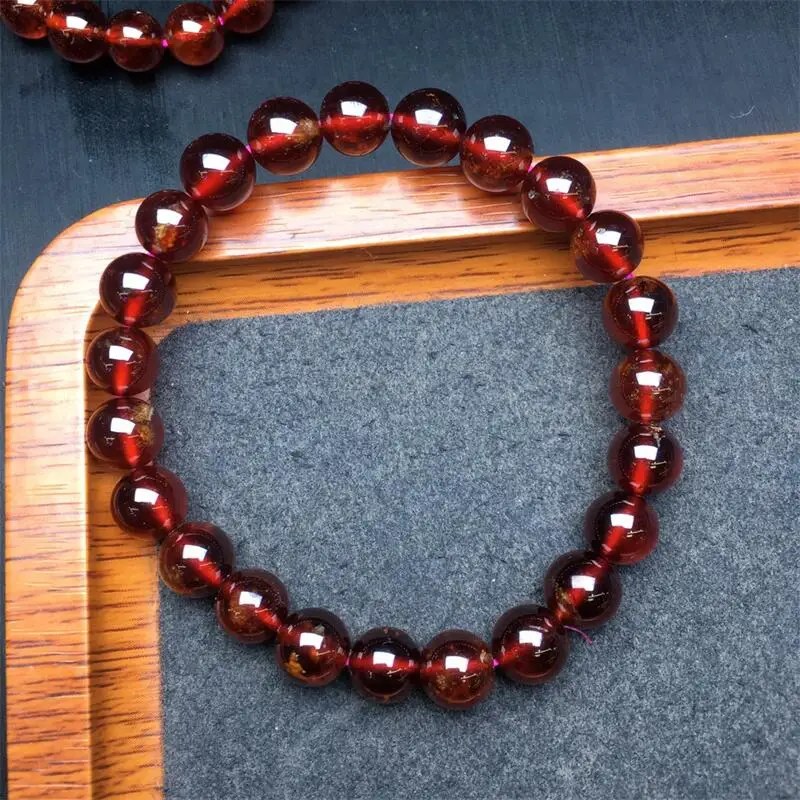 8MM Natural Garnet Bracelet Fashion Reiki Holiday Gemstone Round Beads Jewelry Couple Holiday Gift 1PCS