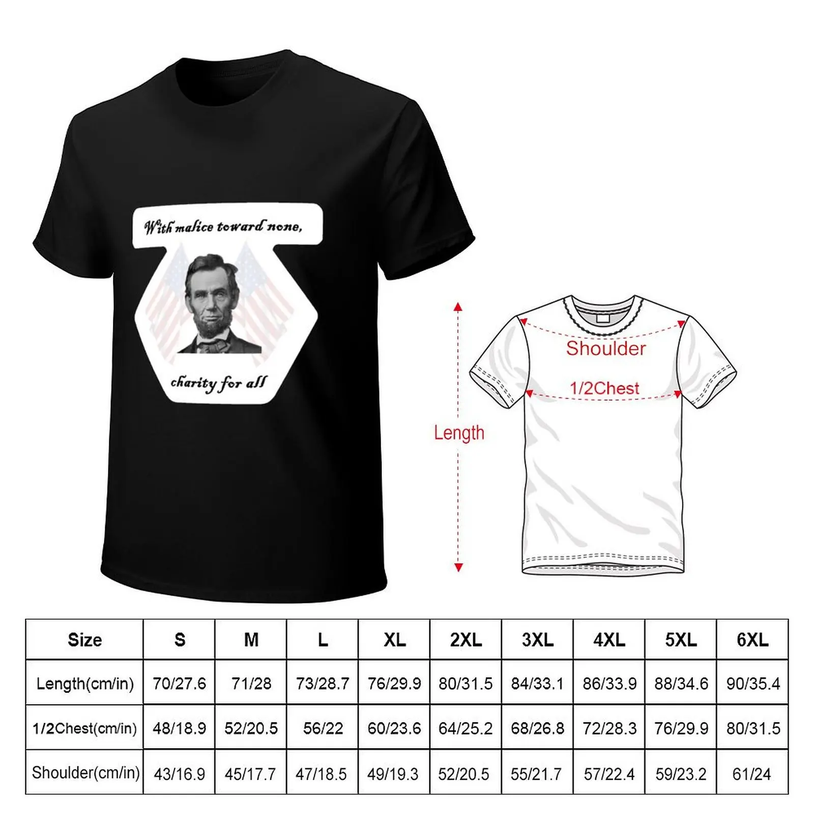 Lincoln – malice toward none, charity for all T-Shirt All Match Basic Short Sleeve Top
