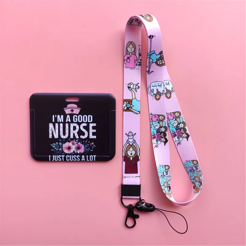 Arzt, Krankenschwester, horizontale Damen-Lanyards, Ausweishalter, Ausweishalter, zum Aufhängen von Seil, Lanyard, amüsantes Kartenetui, einziehbarer Clip – Detail 12