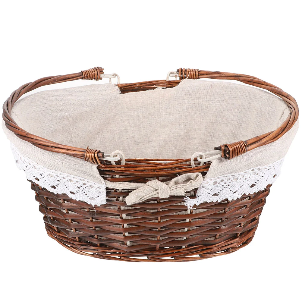 Handmade Grass Woven Egg Basket Picnic Vegetable Shop Wicker Baskets for Gifts Easter