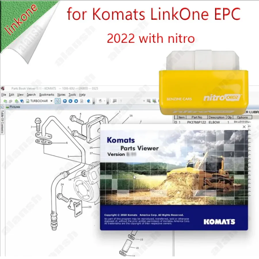 For Komatsu LinkOne EPC 2022 FULL Offline Parts Catalouge + Nitro Obd