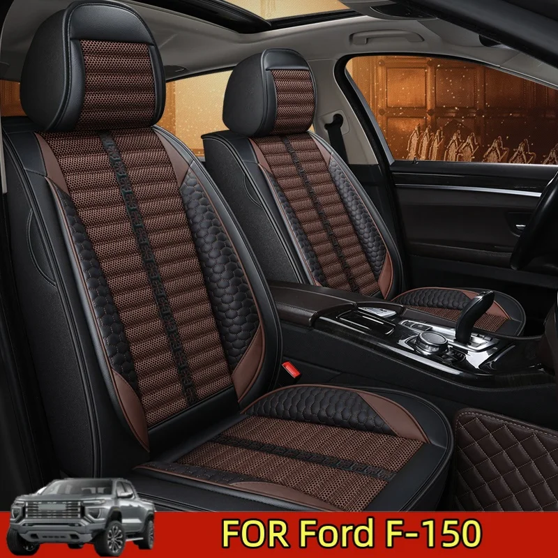 

FOR Ford F-150 Car seat cover waterproof wear-resistant PU leather linen splicing soft and comfortable full wrap seat cover