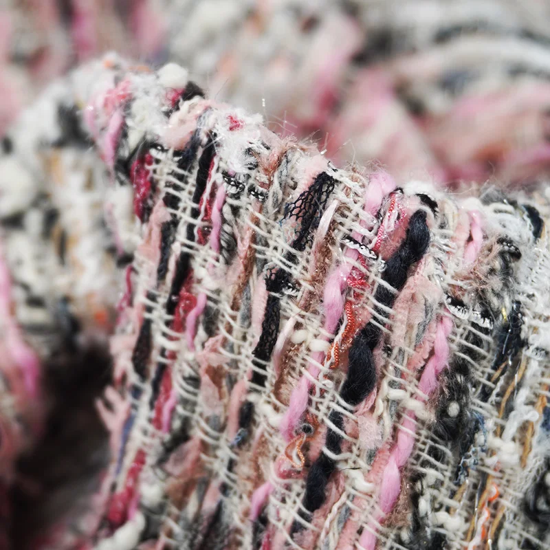 

Золотисто-розовая шерстяная хлопковая твидовая ткань для пальто с блестками во дворе