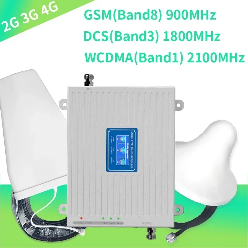 GSM 900 1800 2100 MHz Mobile Signal Booster 2g 3g 4g Lte Mobile Signal Repeater LTE Cell Phone Amplifier 15m Cable Antenna