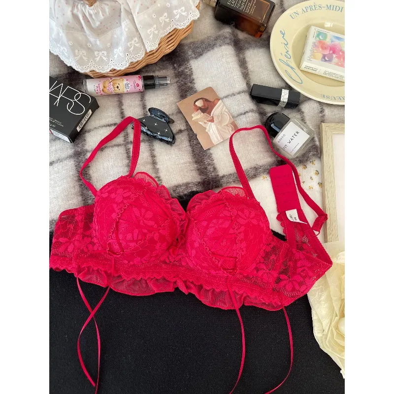 Fashion Sexy Japanese Lace Lingerie, Non-wired Soft Fabric, Small Chest Enhancer, Side Collect Anti Sag, Kawaii Daily Wear S-XL