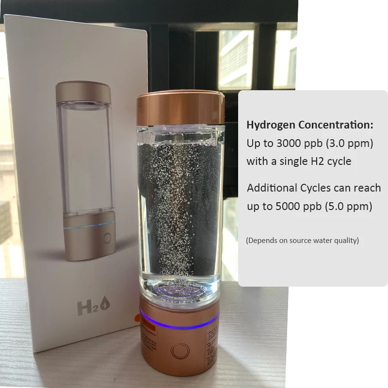 The 6th Generation 5000ppb SPE PEM High hydrogen concentration hydrogen rich water bottle generator flask ionizer maker H2 Cup