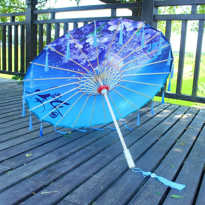 

82CM Chinese Ancient Style Silk Cloth Oil Parasol Rain Proof Romantic Hanfu Dance Umbrella Decorative Performance Props