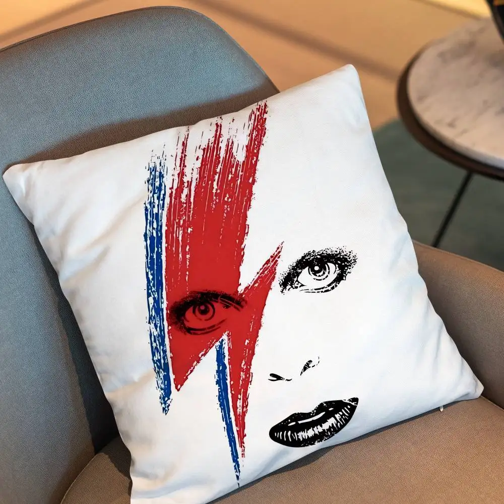 Retro Rock D-David Bowie Pillow Case Square Double-Sided Printing Short Plush Sofa Cushion Cover Bedroom Bedside Pillow