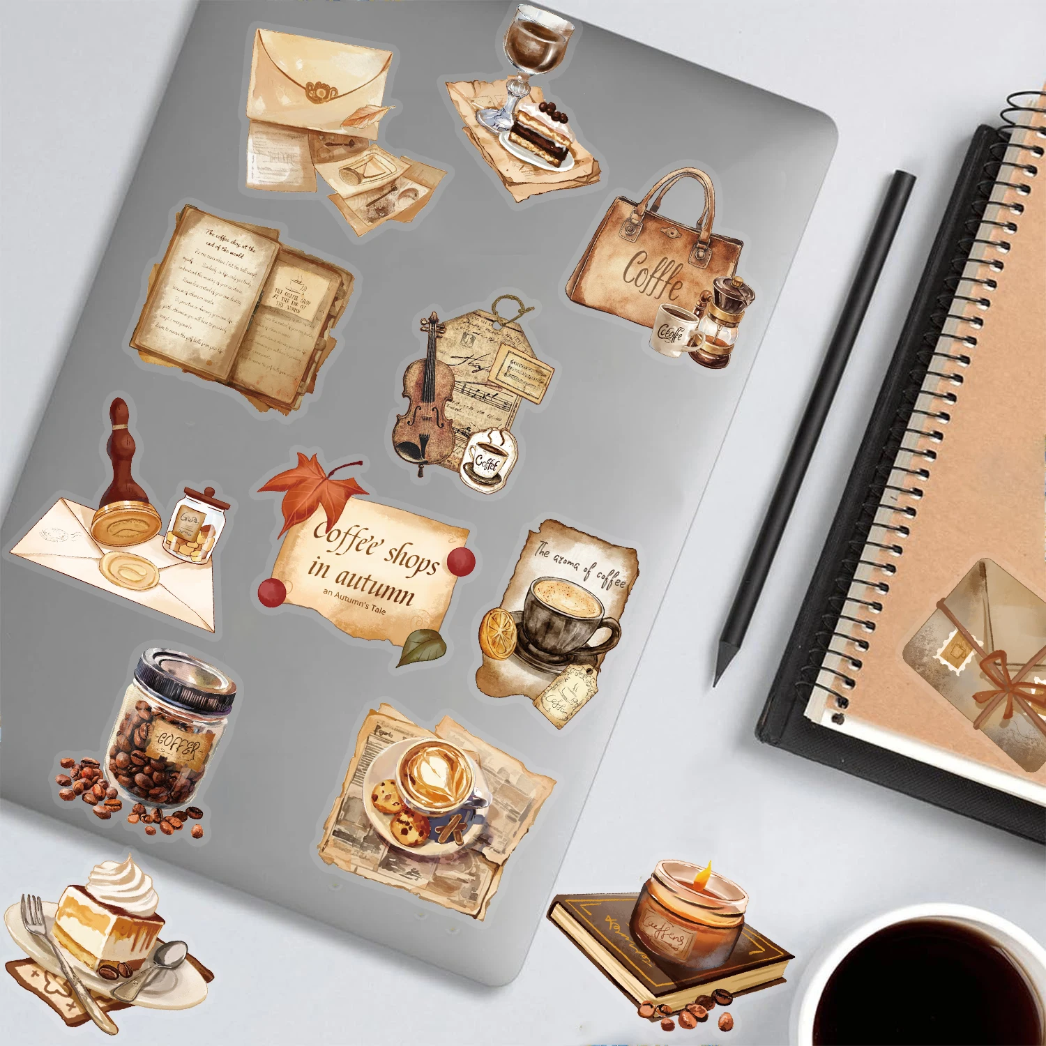 50PCS Retro Cafe Stickers Motorcycle Graffiti Suitcase Living Room Phone Cool Waterproof Decorative Guitar Notebook Sticker