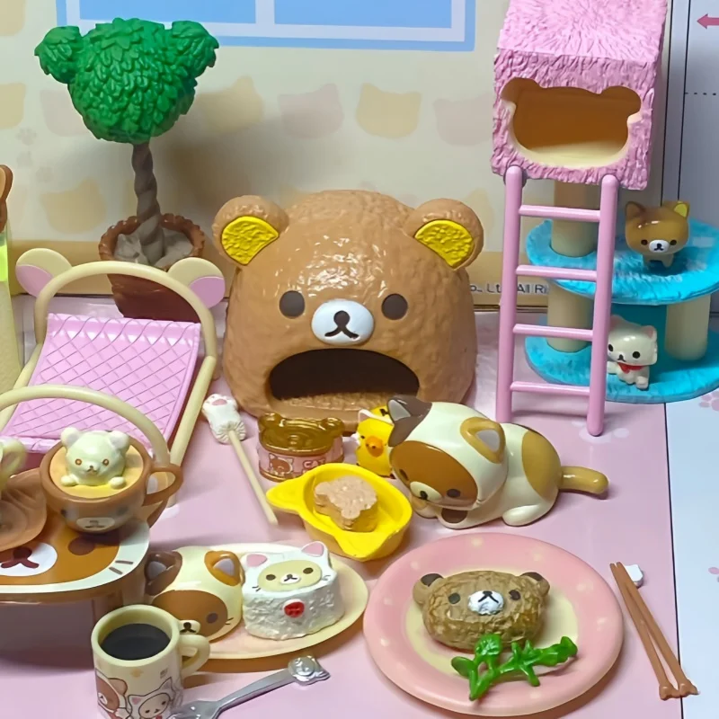 Re Ment Blind Box Original Rilakkuma Nonbiri Neko Cat Cafe Series Miniature Scene Cute Action Figures Toy Ornament Birthday Gift view 5