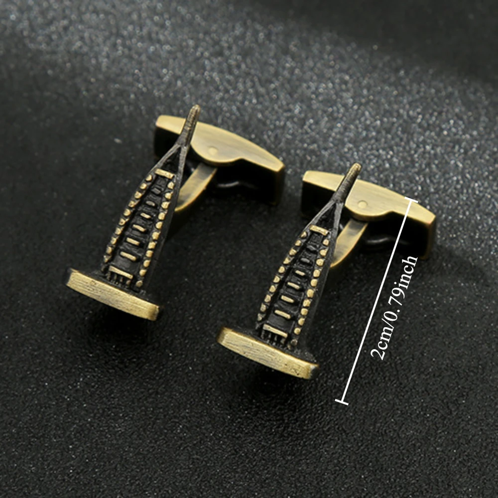 Vintage Landmark Architectural Cufflink World Famous Architecture Cufflinks Bronze Textured Men's Business Formal Sleeve Nail