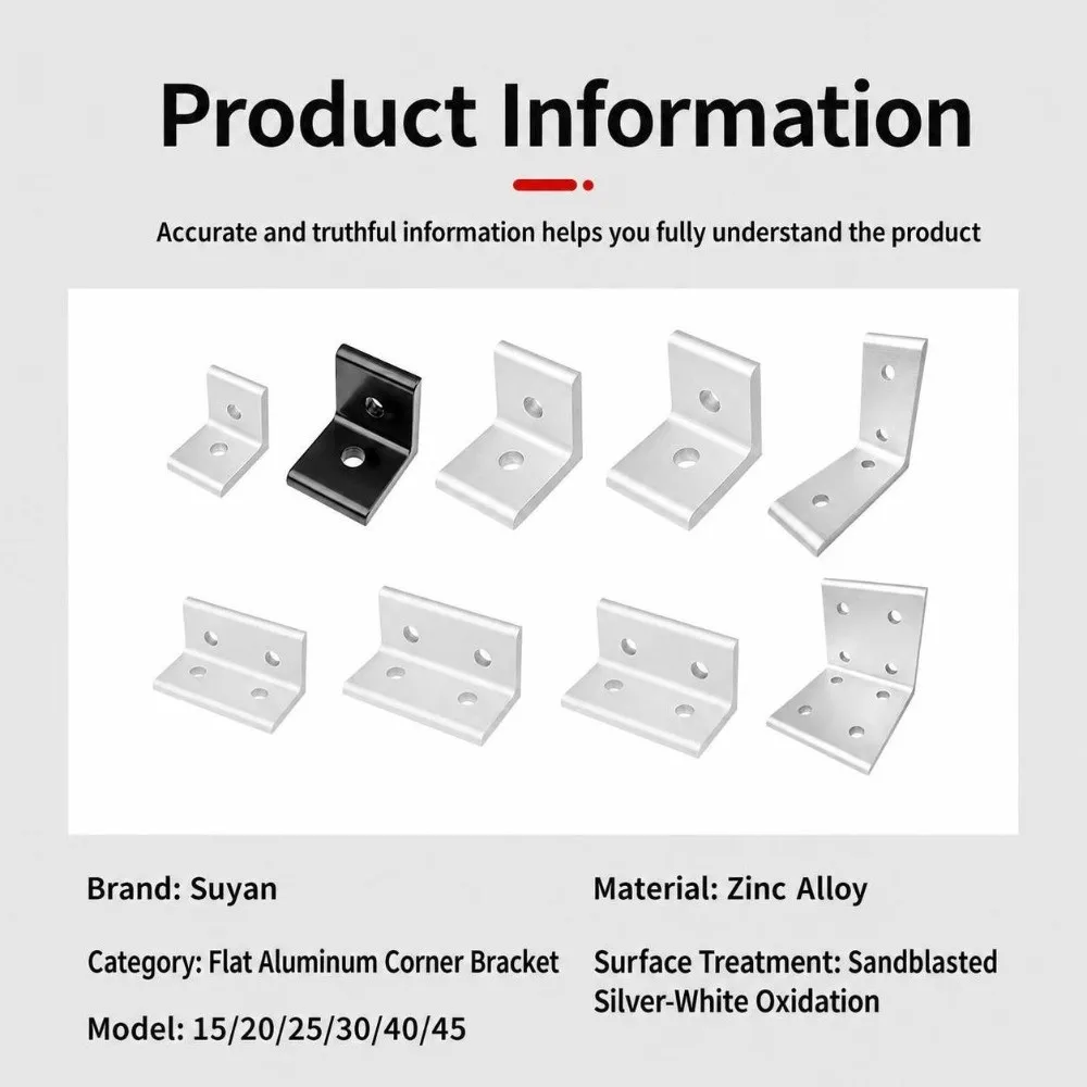 90 Degree Aluminum Angle Bracket Solid Body Flat Shape Right Angle Bracket Vertical Link Aluminum Alloy Aluminum Frame Joint