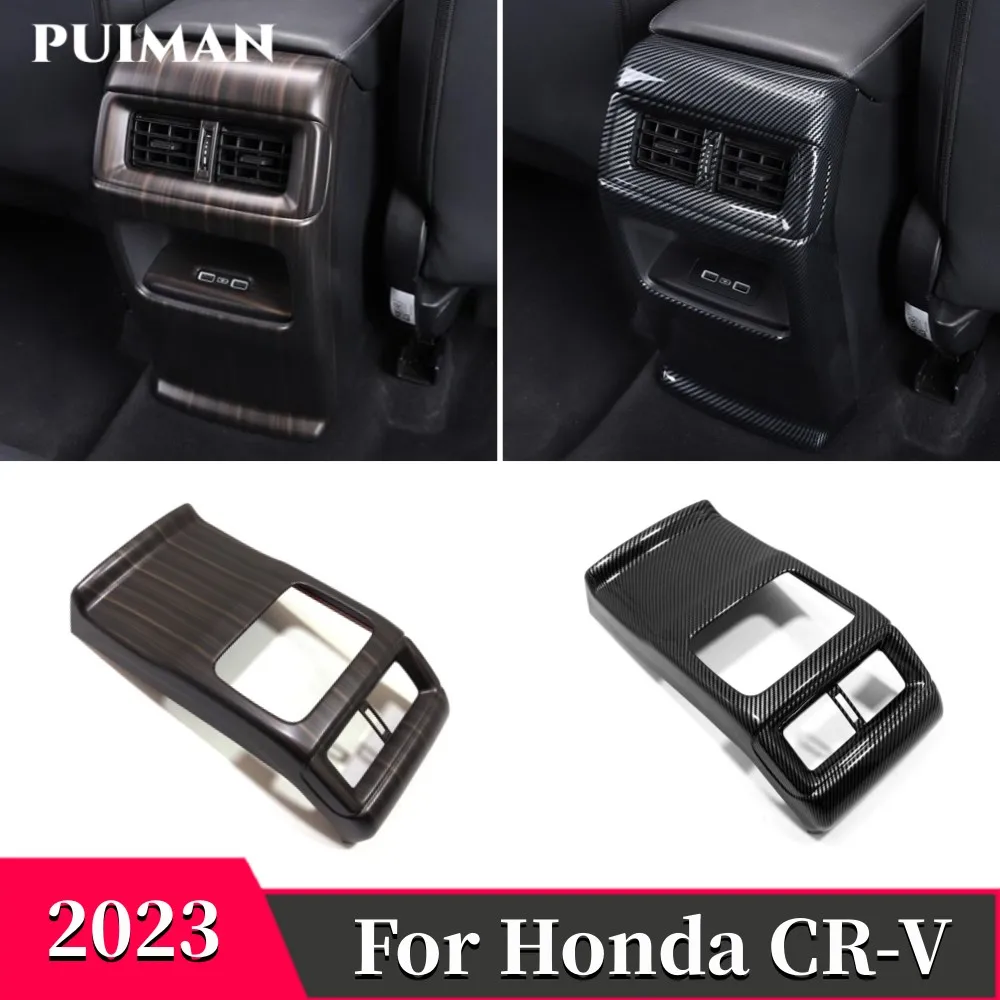 

For Honda CR-V CRV 2023 2024 Rear Seat Air Condition Vent Outlet Cover Trim Frame Carbon Fiber Car Styling Sticker Accessories