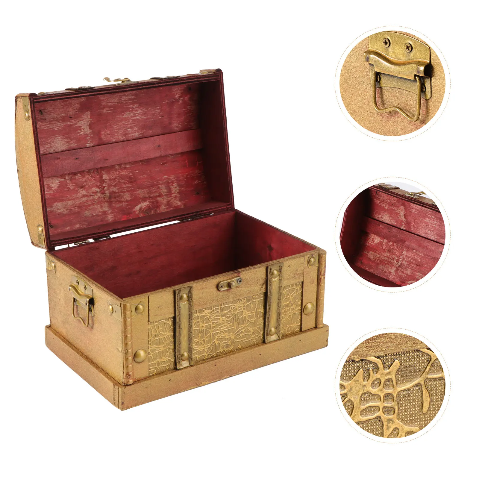 

Wooden Jewelry Storage Box Retro Treasure Chest For Bracelet Earring Necklace Organizer Pirate Style Trinket Case