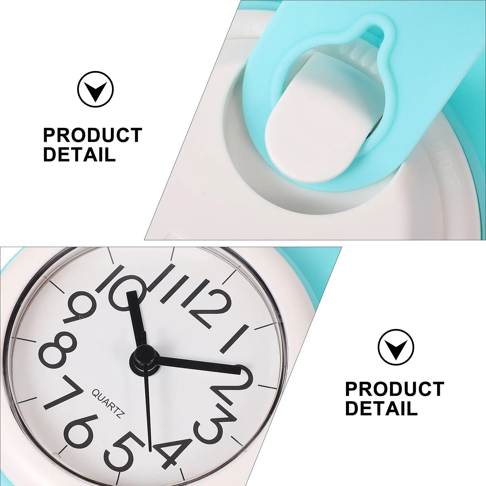 

Waterproof Wall Clock For Bathroom Shower With Suction Cup Silent Modern Design Operated Clock With Hanging Hole Handle