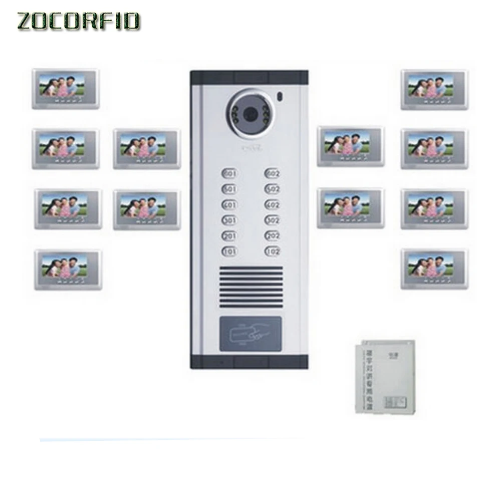 

So easy! DIY 7 " TFT color LCD display visual building talk-back+RFID access control system /for 2 room, 10 pcs cards