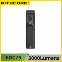 NITECORE-Lampe de Poche EDC25 USB-C Lanterne LED Rechargeable Ultra Mince 2 x NiteLab UHi20 3000 Lumens Torche EDC Batterie spatirée