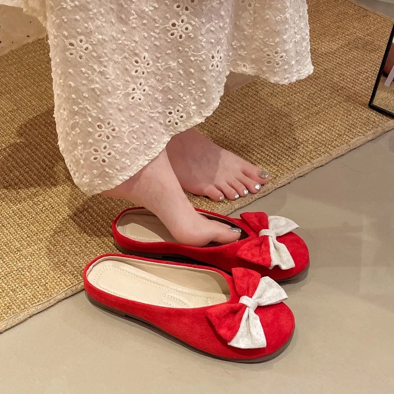 

Women's Flat Shoes Bow Knot Low Cut Summer New Comfortable Lightweight for Skirts Wear Fashion