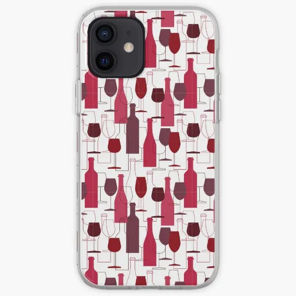 Red Wine Glass Bottle Pattern Design Iph  Phone Case Customizable for iPhone X XS XR Max 6 6S 7 8 Plus 11 12 13 14 Pro Max Mini