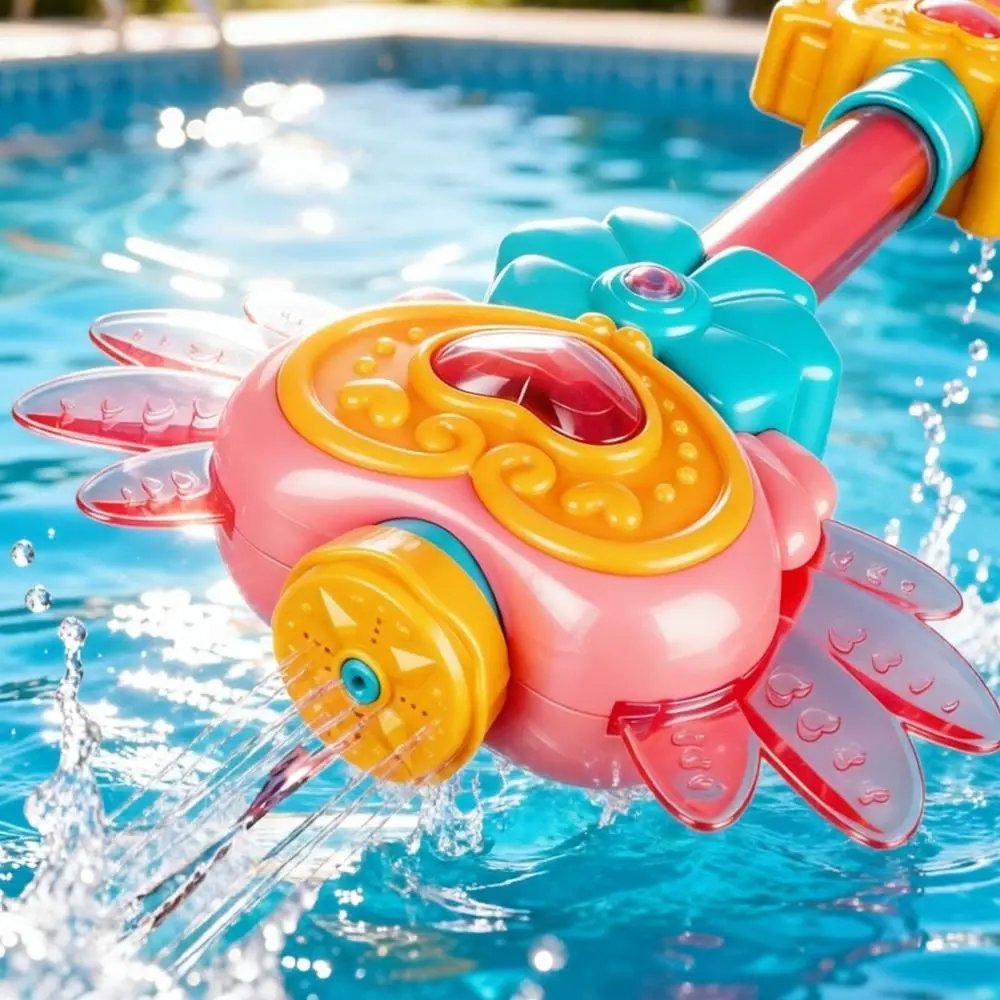 Colorful Lights Water Gun Multi Hole Spray Heart and Wing Fairy Water Blaster Princess Style Rotating Nozzle
