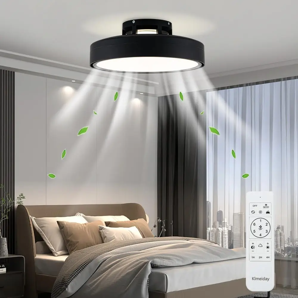 Modern Bladeless Ceiling Fan With Light For Bedroom Round 50Cm Vaneless Ceiling Fans With Lights And Remote Bladeless Fan Lights