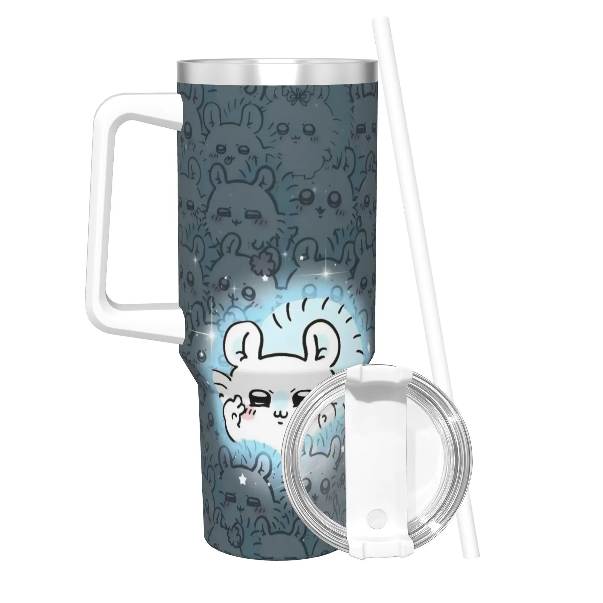 Stainless Steel Tumbler Chiikawas Kawaii Anime Cute Bunny Usagi Thermal Cups  Insulated Cold Drink Mugs Cup Driving Water Bottle