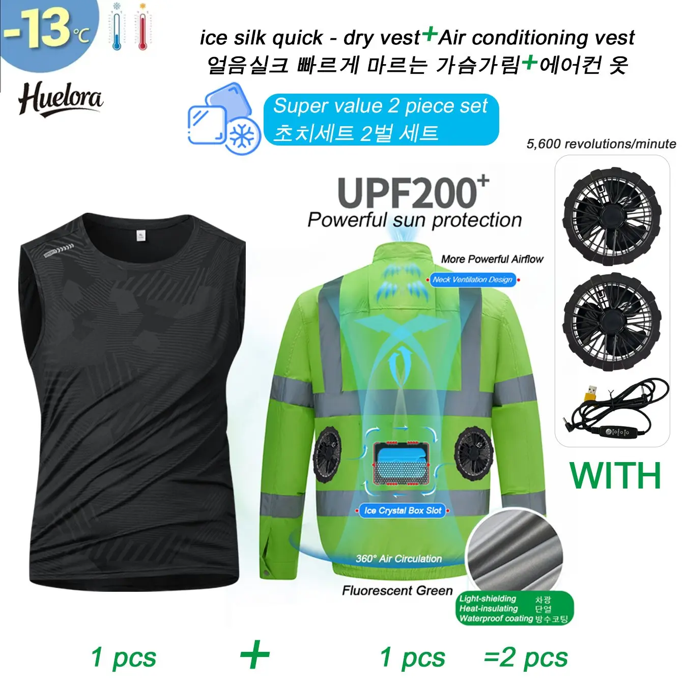 Cooling Air-Conditioned Workwear Hi-Viz Reflective Municipal Fan Jacket High-Visibility Safety Clothing for Construction Traffic