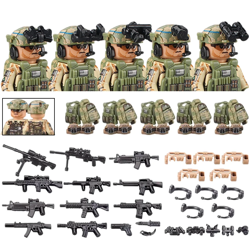 Amerika Armee Kampfuniform Spezialeinheiten Figuren Bausteine Stadt US Special Air Service Soldat Militär Waffen Spielzeug