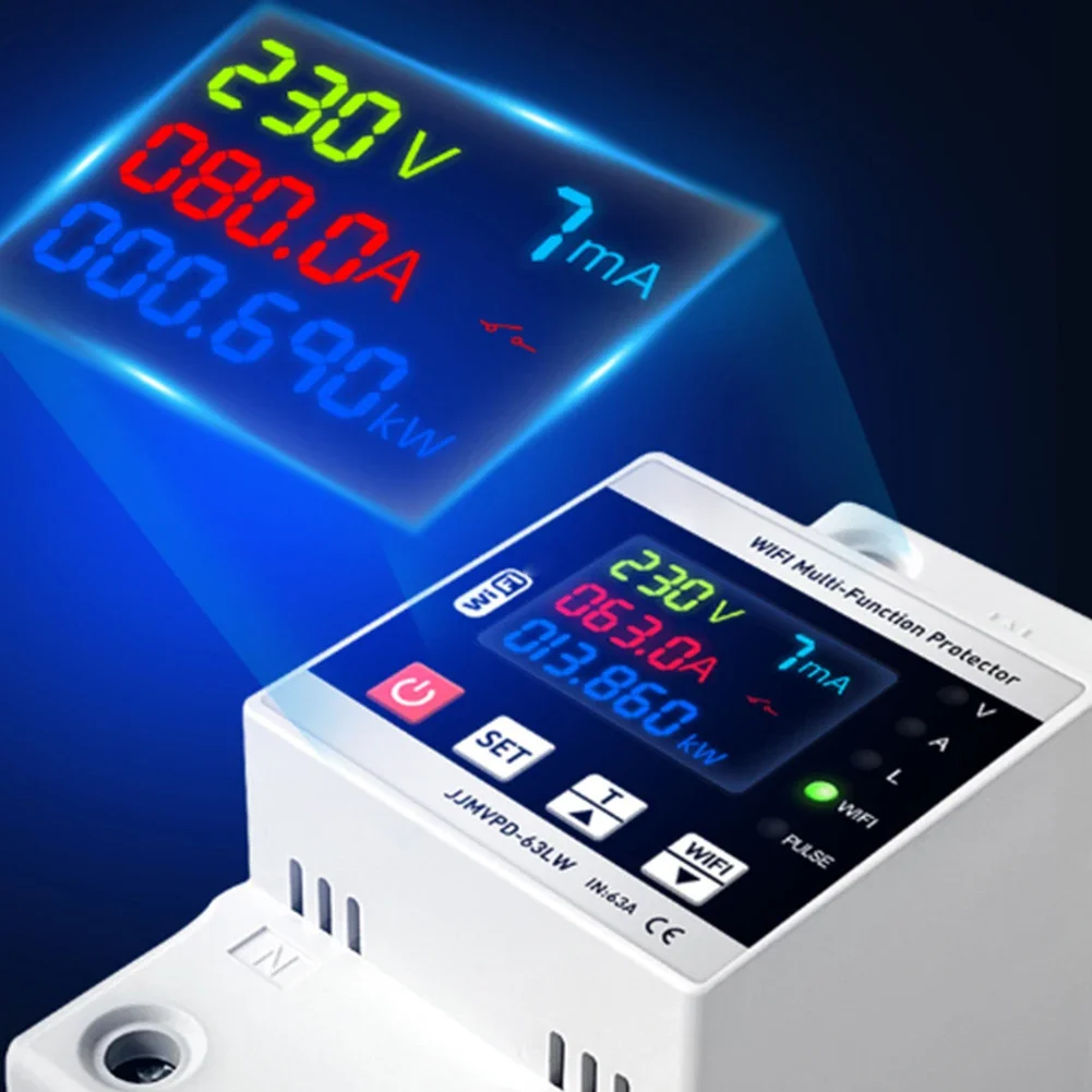 

Electrical Safety Monitoring 96*45*68mm Leakage Protection Current And Voltage Measurement Device Smart Home Device