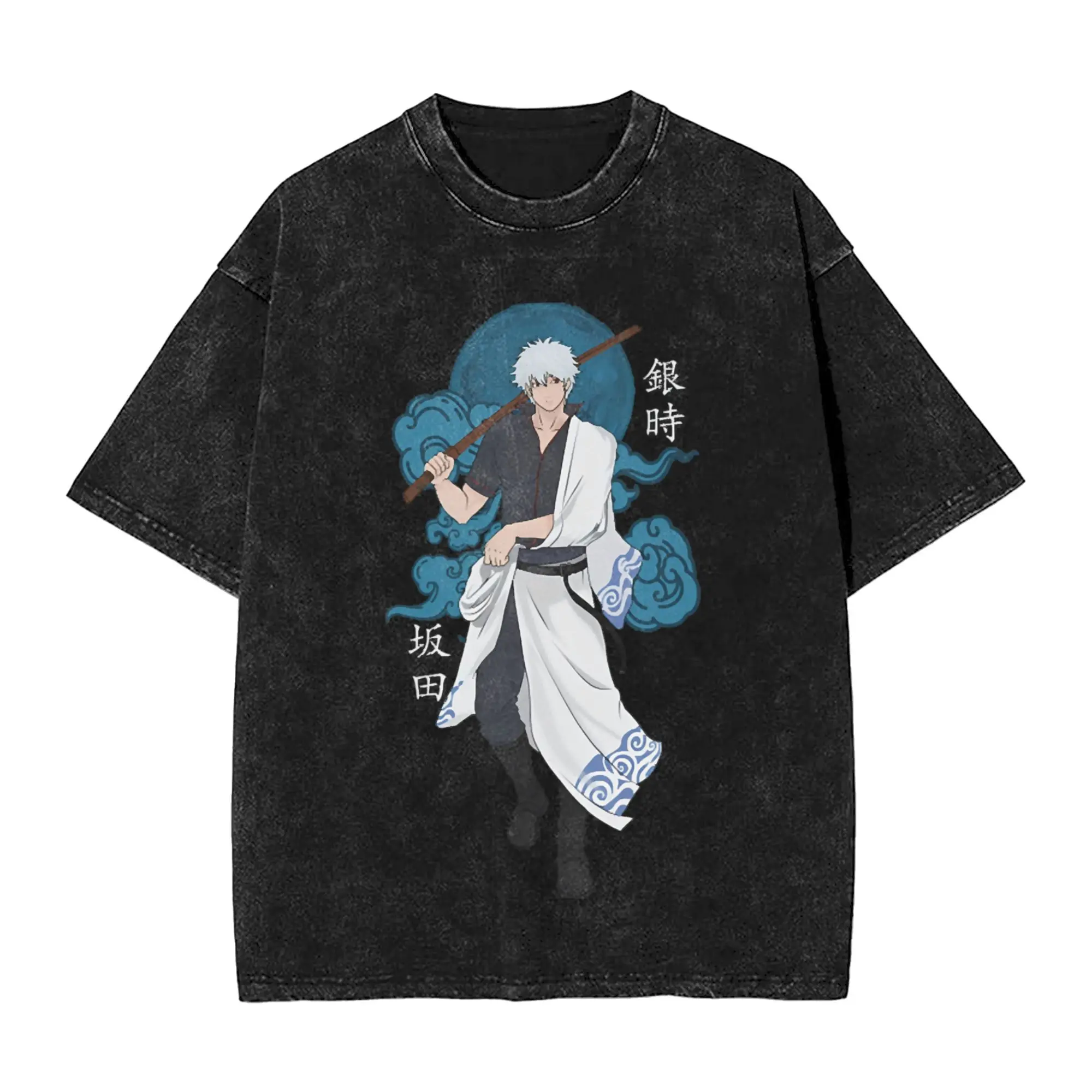 Men Gintoki Sakata Japanese Anime  T-Shirts  Clothes Summer Vintage Short Sleeve T Shirt O Neck Hip Hop Loose Tee Shirt Cheap