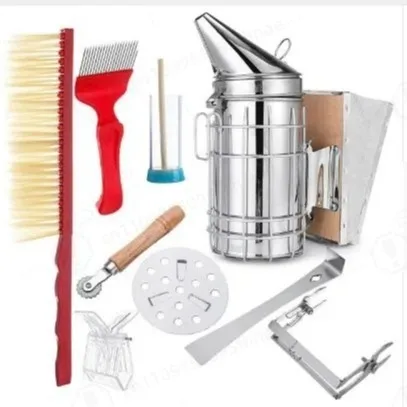 Beekeeping Tool Set 8Pcs Stainless Steel Beehive Smoker Kit Insulated Protective Scraper Beekeeping Equipment Supplies