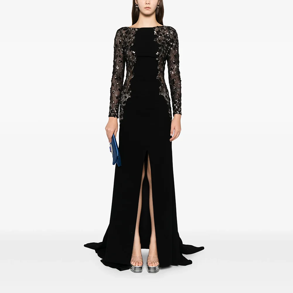 

Длинные вечерние платья с вырезом лодочкой по индивидуальному заказу, элегантные платья для выпускного вечера для торжественных случаев, расшитые блестками, 2025, платья для выпускного вечера длиной до пола