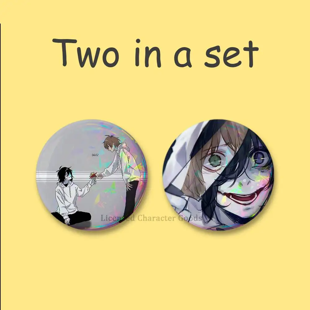 Creepypasta TICCI Jeff Jack 2-teiliges Set Abzeichen Anime-Merchandise Cosplay Nijigen Otaku-Kultur Groß 75 58 44 32 25 mm Mini – Detail 11