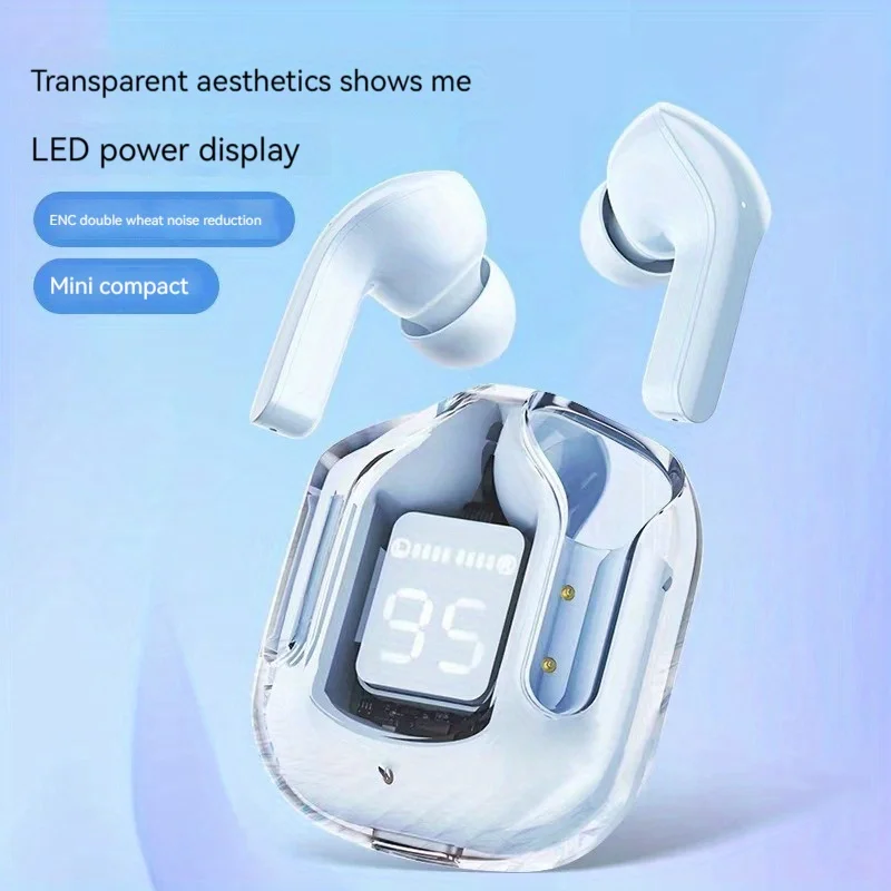 Original Wireless Bluetooth Earphone Transparent HIFI Headphones LED Power Digital Display Stereo Sound Earphones for Xiaomi