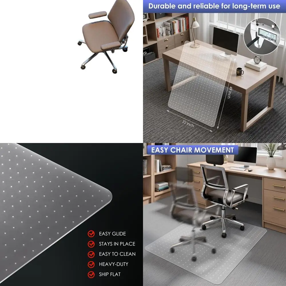 

Сверхмощный прозрачный коврик для стула 32x49 для ковровых полов, легкое движение, плоская доставка