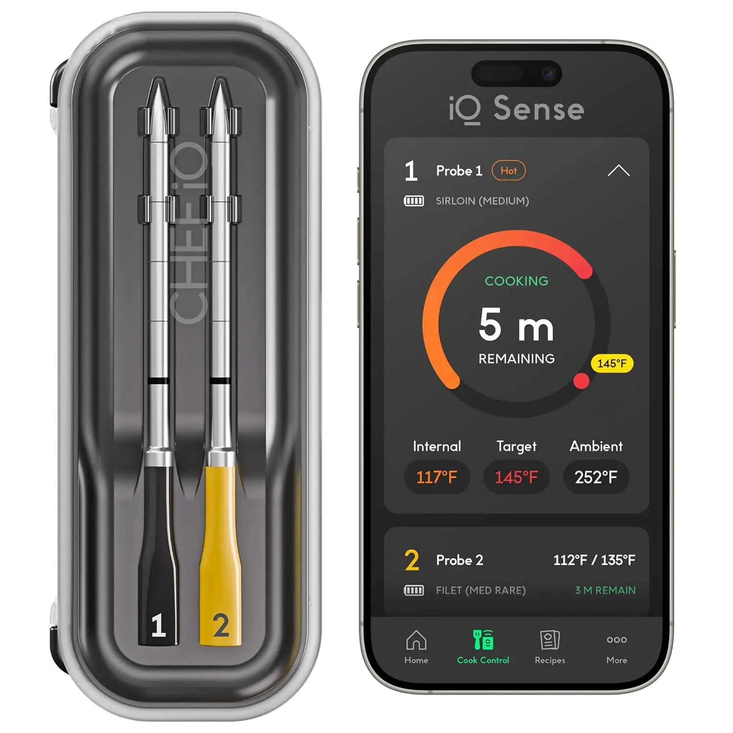 

Smart Wireless Meat Thermometer with 2 Probes, WiFi Range, 1000°F Heat Safe for BBQ Grill Oven