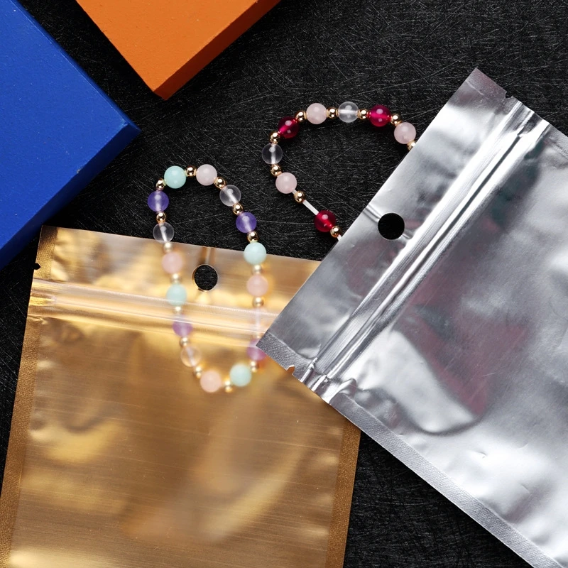 20-50 Stück/Lot Goldene Aluminiumfolien-Ziplock-Beutel, Umgekehrte Silberfarbe, Mehrfachgrößen, Wiederverschließbare Aufbewahrungsbeutel für Ornamente, Süßigkeiten und Geschenkverpackungen – Detail 8
