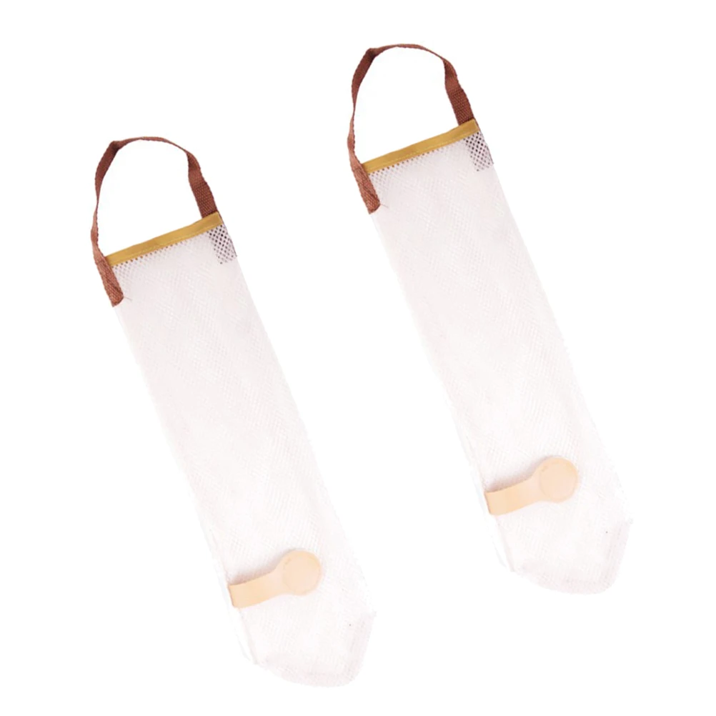 

2pcs Mesh Kitchen Storage Bag for Fruits Vegetables Breathable Wall Hanging Garbage Bags Organizer Suitable Bathroom