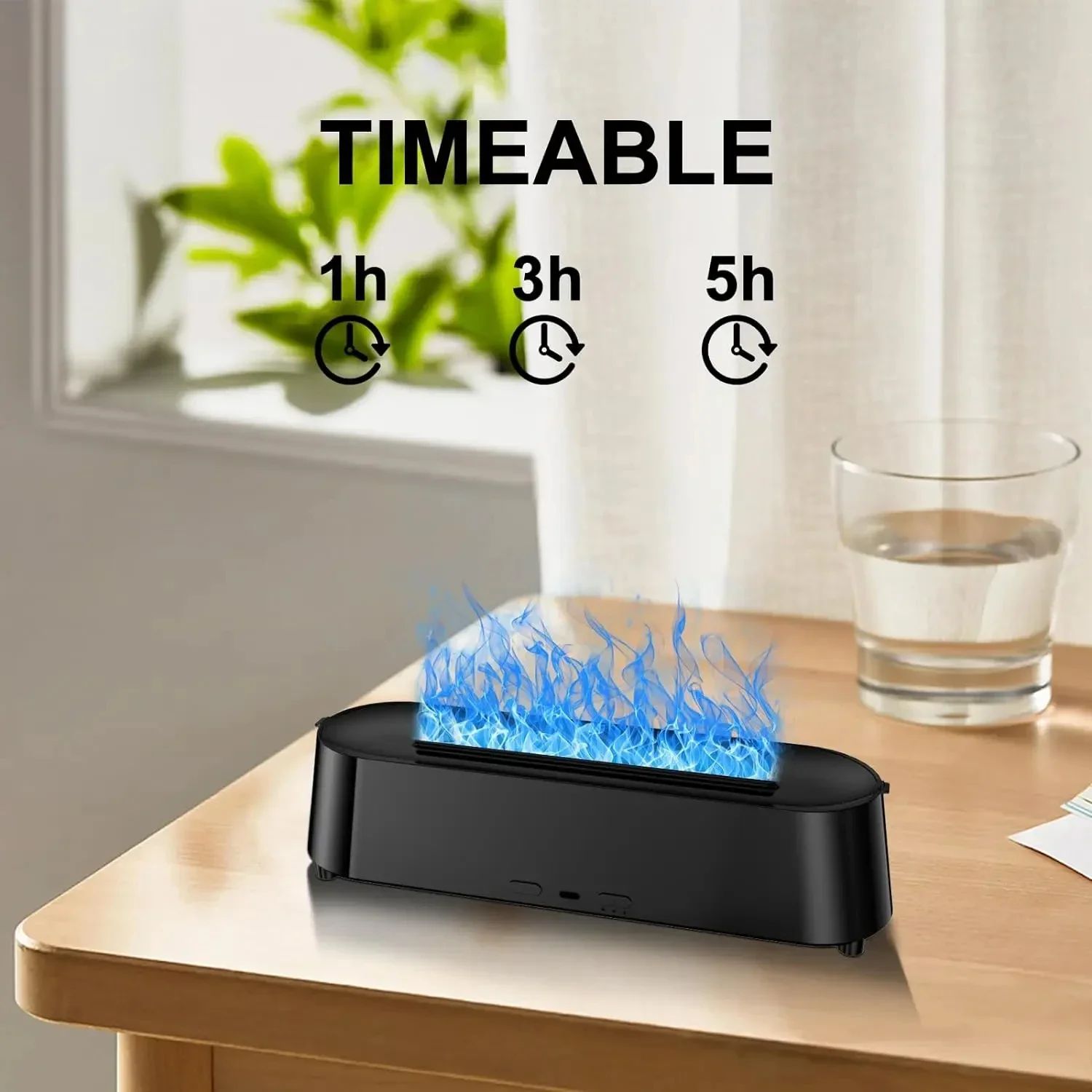 Mini Diffuser with Remote Control for Household Bedroom - Popular 7 Color Flame Humidifier with Atmosphere Light Included