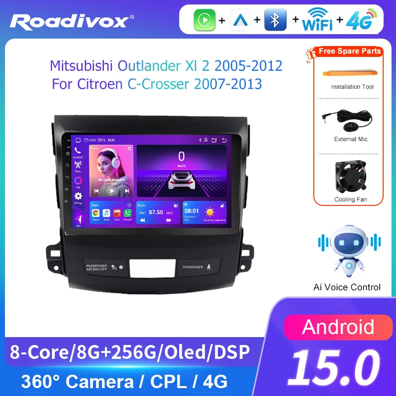 AI VOICE Android Car Radio Multimedia player for Mitsubishi Outlander Xl 2 2005 2012 Auto GPS Navigation Stereo Screen Video