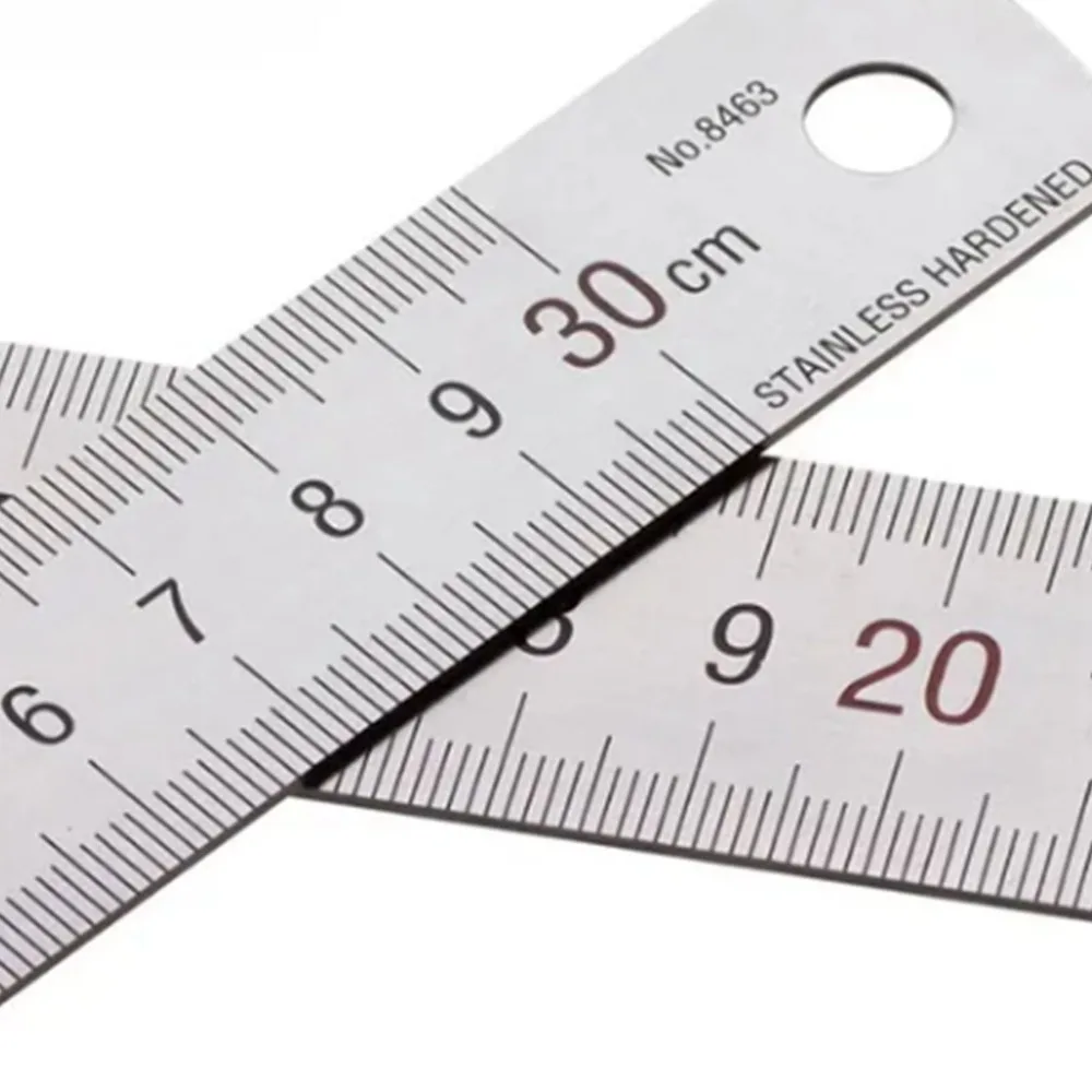 2pcs 30 cm / 12 Inch Stainless Steel Ruler Dual Sided Scale Metric & Inch Scale Straight Edge Ruler Metal Ruler For Drafting