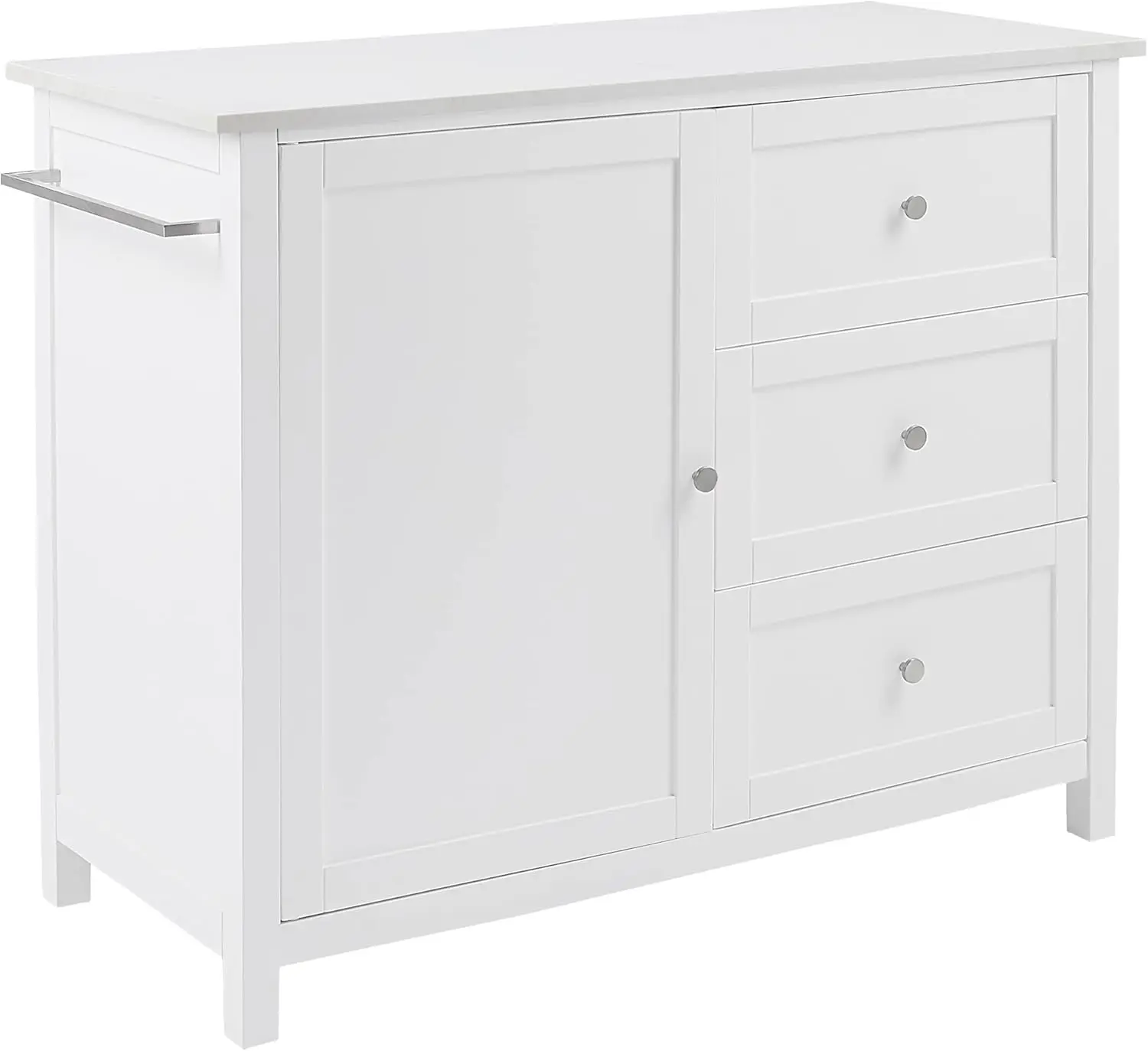 Soren Kitchen Cart with Stone Top, White