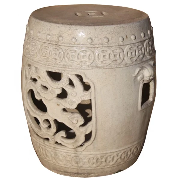 Outdoor Decorative Porcelain Stool Chinese Vintage Round Ceramic Garden Stool