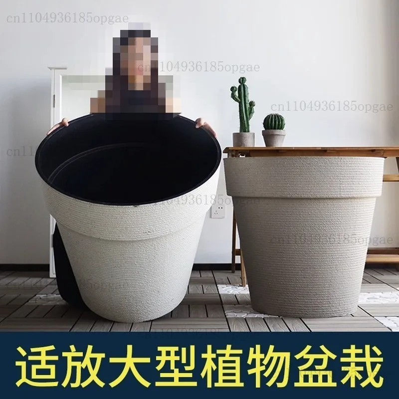 Plastic Planter Simple Large Household Indoor Living Room Balcony Imitation Ceramic Resin Outdoor Garden Tree Landscape Pot