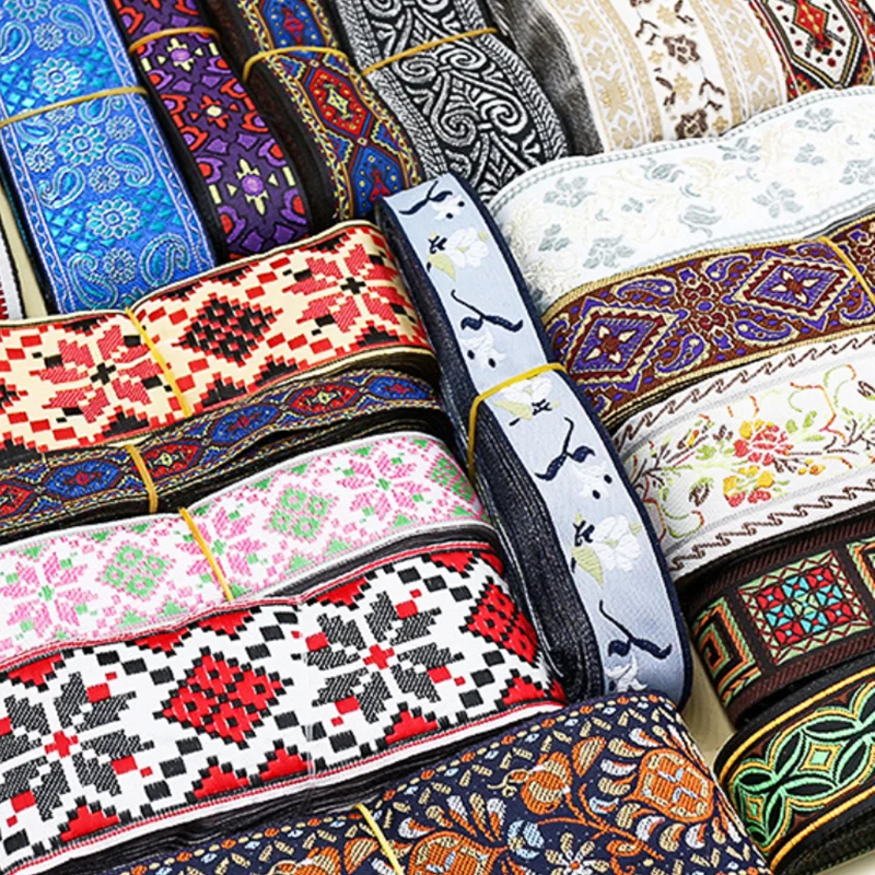 1 Yards Ethnic Embroidery Lace Ribbon Webbing Lace Trim for DIY Garment Bag Accessories