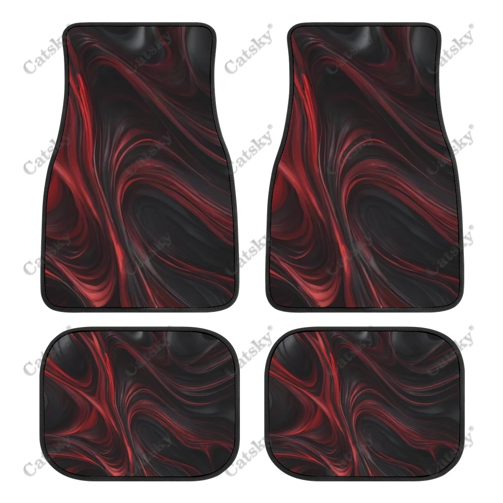 Abstract 3D Curved Shapes Car Auto Floor Mats Carpet, 4PCS Customized Cars Mat All Weather Automotive Vehicle Pad Stylish