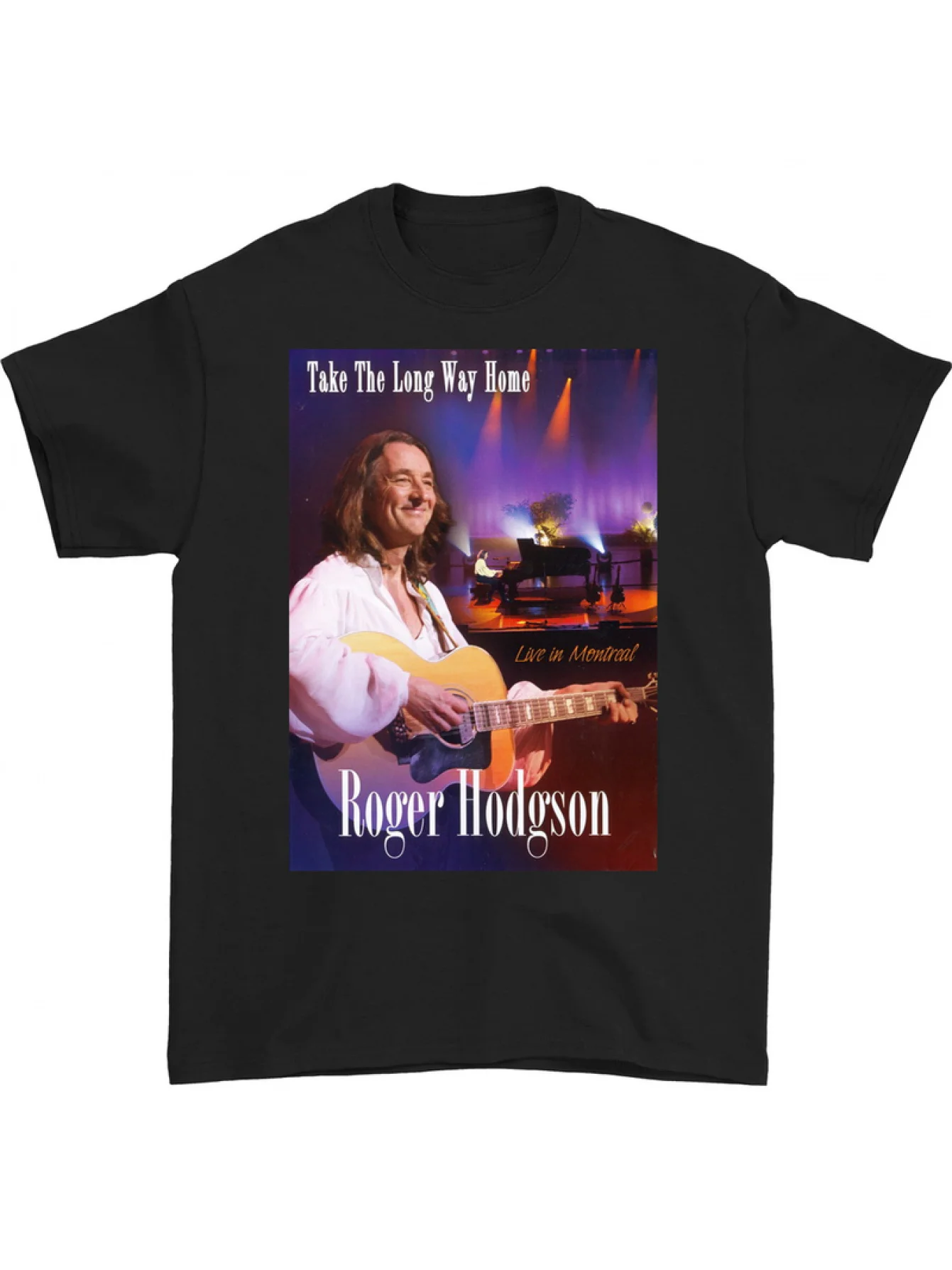 

Мужская винтажная футболка с рисунком Roger Hodgson Take The Long Way Home — черная концертная футболка в стиле ретро с полным альбомом, мягкий стрейч C