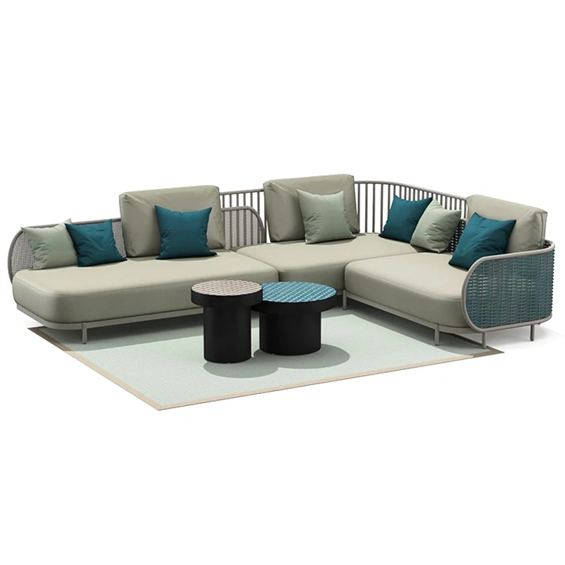 #Courtyard Garden Outdoor Sofa Patio Villa All-weather Waterproof Set Resorts Swimming Pool Aluminum Alloy Furniture