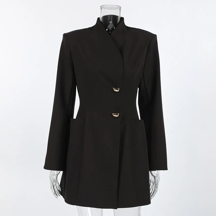 

Women's Dresses Niche Design Sense Black V-Neck Long Sleeved Waist Cinched Short Dress Commuting Temperament Suit Skirt